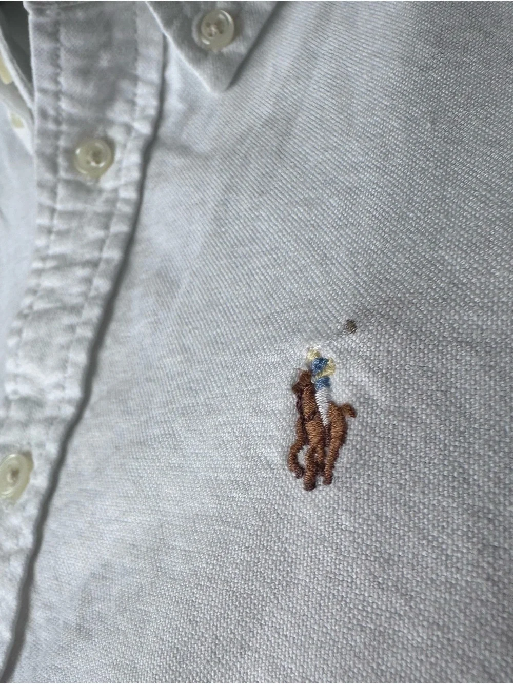 Ralph Lauren White Long-Sleeve Cotton Button-Down Shirt Pony Logo Size 7